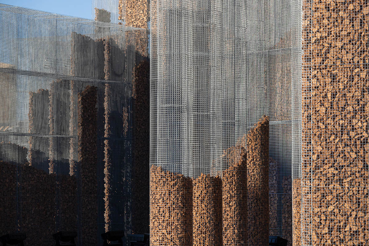 Studio Studio Studio combines wire mesh with cork for this experiential pavilion in Riyadh