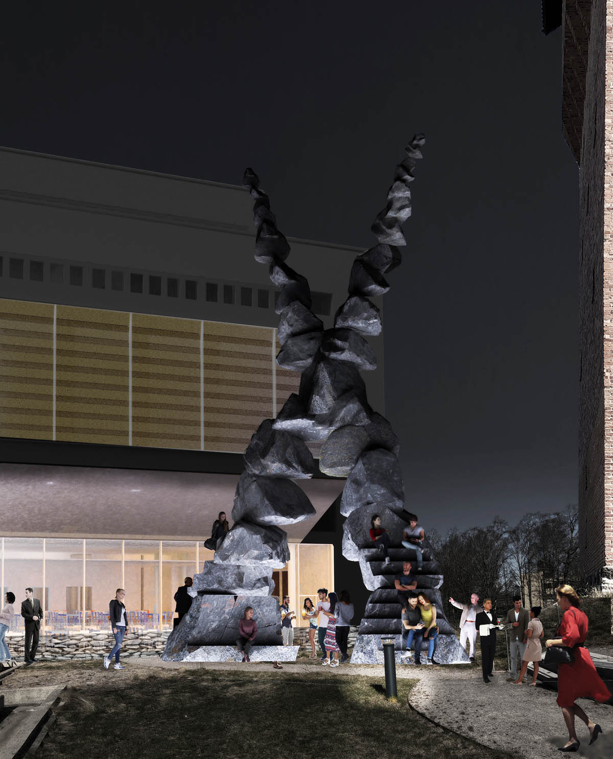 Ulf Mejergren Architects releases X pavilion made of stacking stones