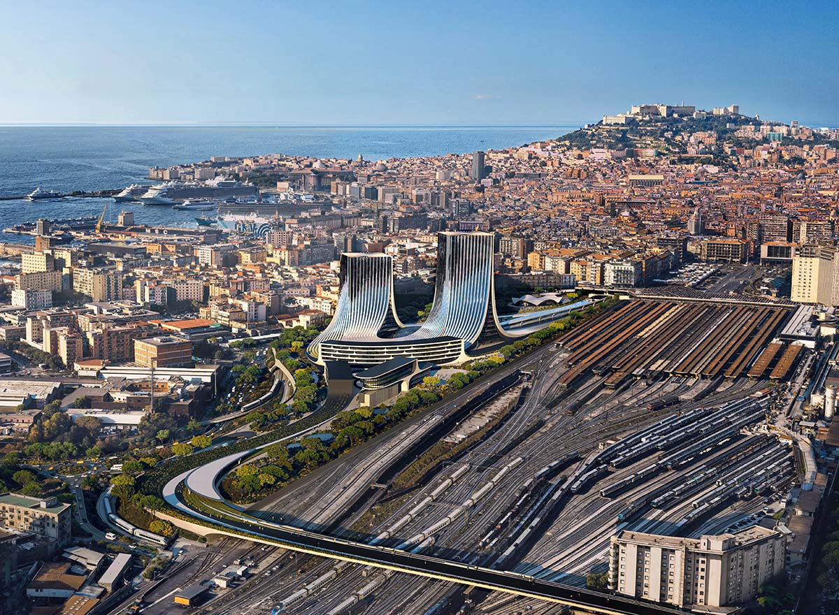 Zaha Hadid Architects unveils Napoli Porta Est masterplan featuring a pair of fluid towers in Italy