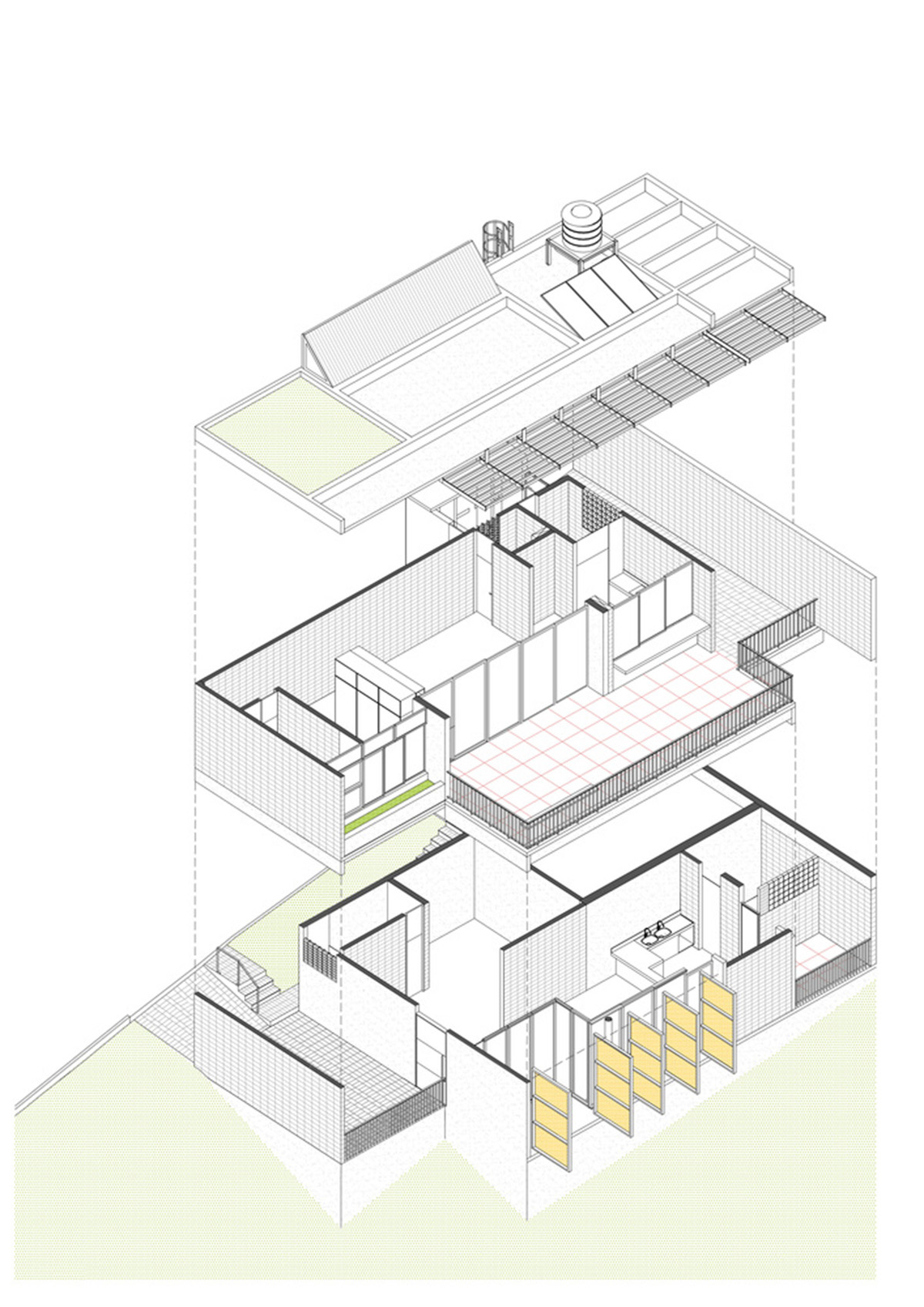 Large wooden shutters allow fully daylight in this house by Marcos Franchini & Nattalia Bom Conselho