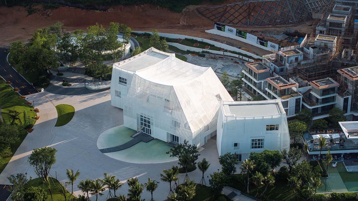Wutopia Lab built an art gallery enveloped by Ferrari