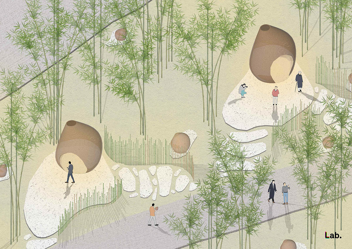 その他 Hunbnal Architectural Illustrators Paper Undulating pavilion by IILab. mimics its surrounding with