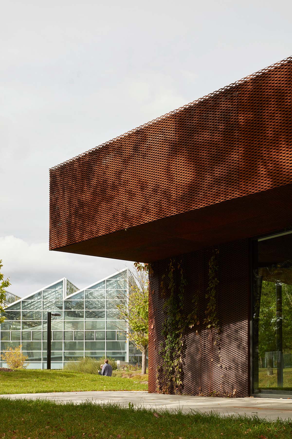 Corten steel pavilion by Pelletier de Fontenay plays with two geometries in Montreal
