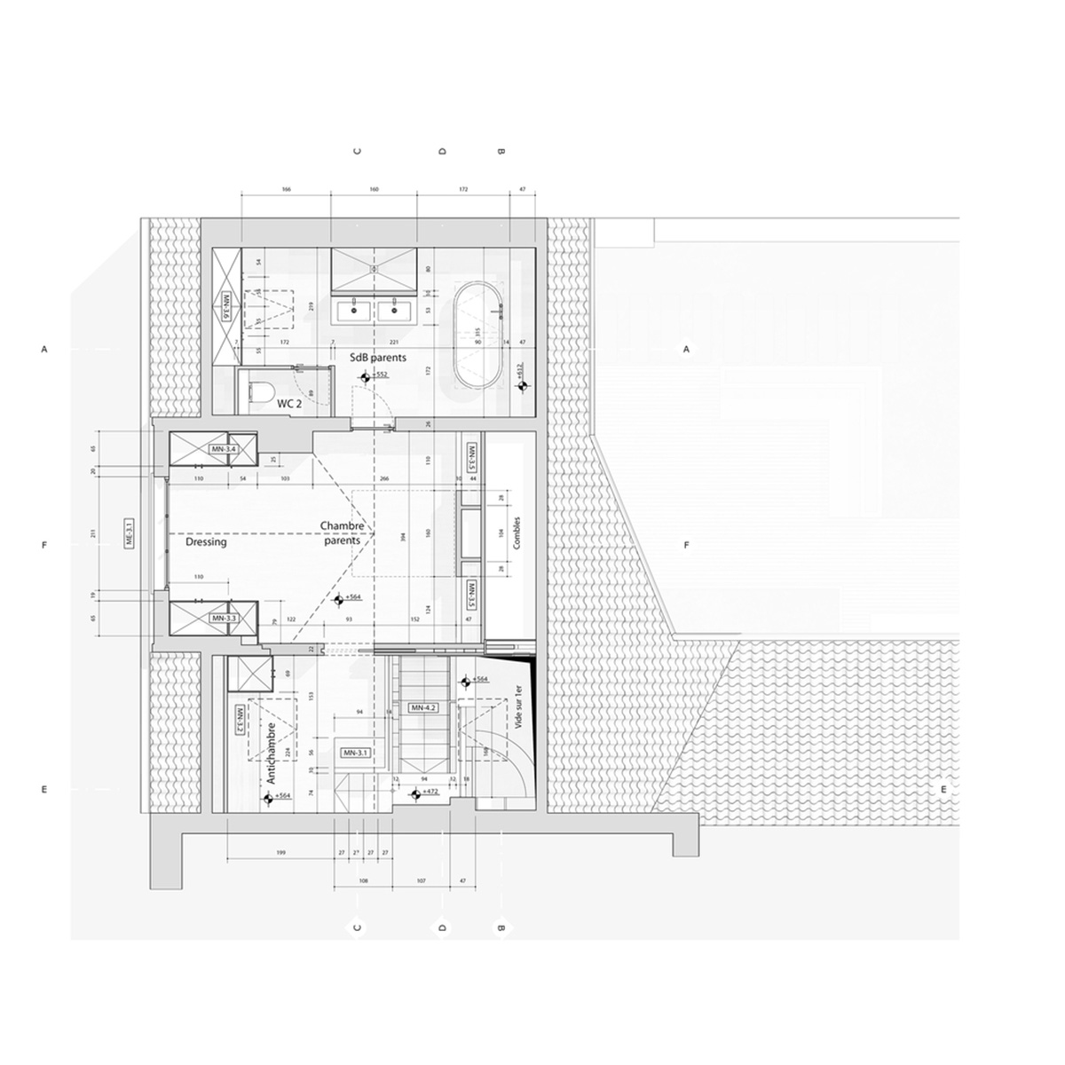 White concrete curved bridge gently complements interiors of The Island House in Paris