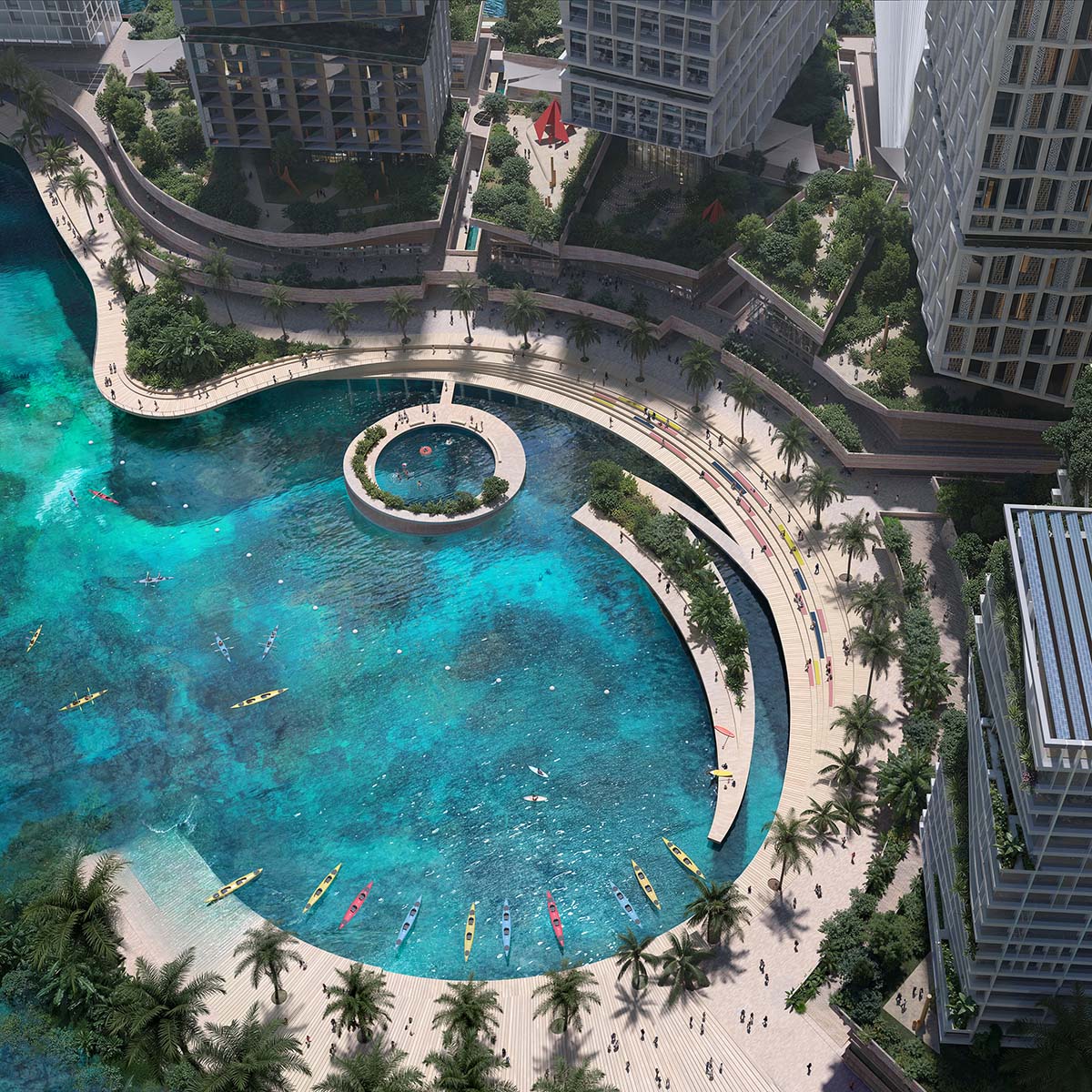 Snøhetta unveils tropical masterplan for the port area of Kota Kinabalu in Malaysia