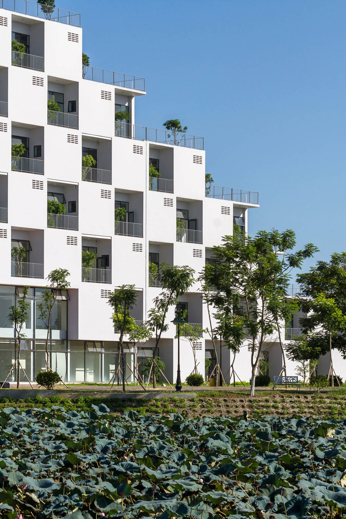 VTN Architects brings nature into the checkerboard fa&ccedil;ade of Hanoi university building