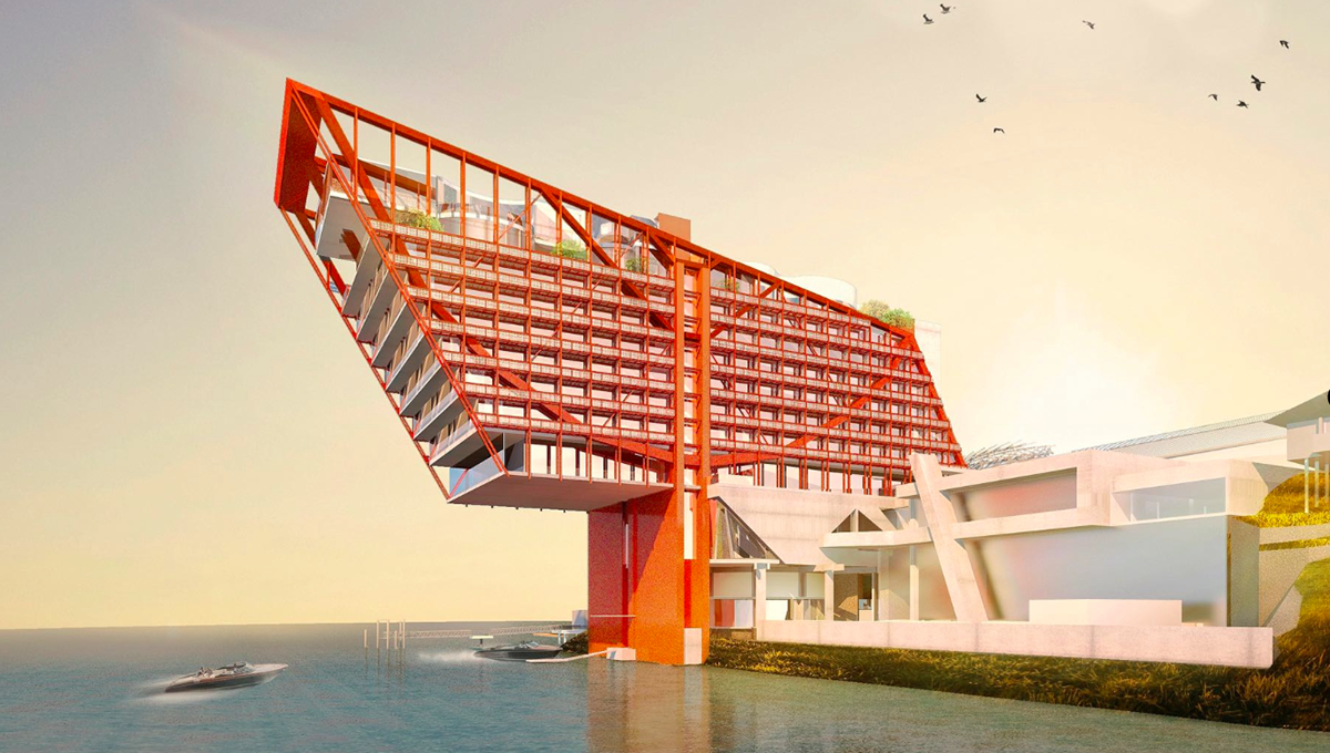 David Walsh plans to build elevated skeleton-hotel as an expansion of MONA in Berridale