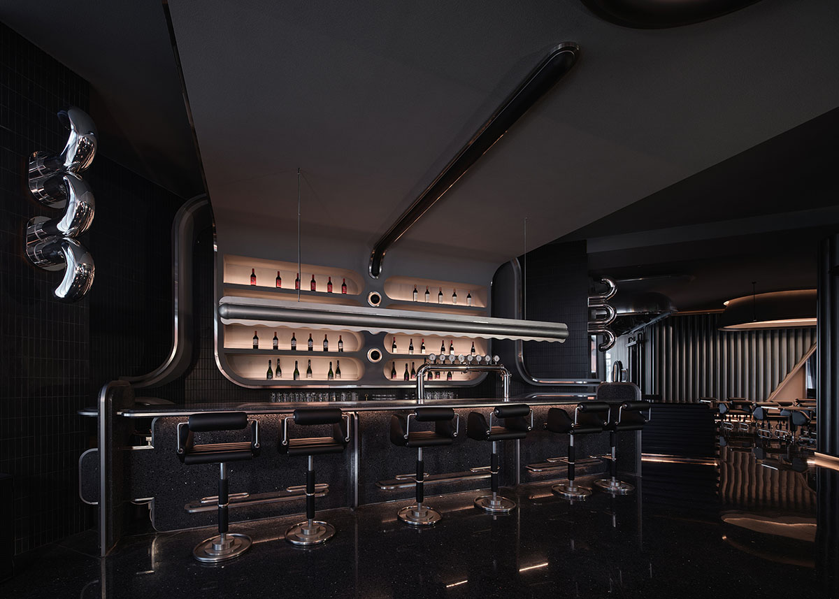 PIG Design sculpts restaurant building with diamond-shaped lines and retro effect in China