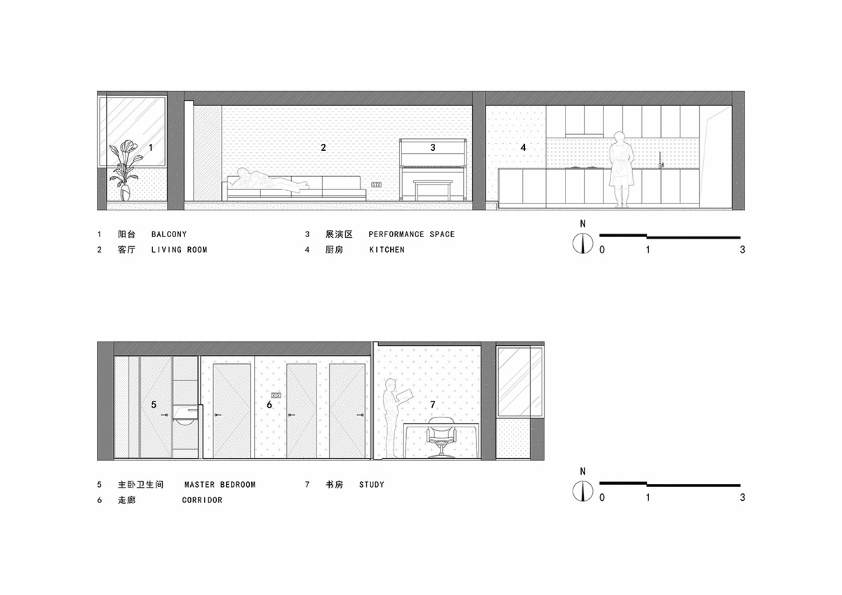 XIGO STUDIO creates gray and blue-colored interiors for apartment in Beijing 