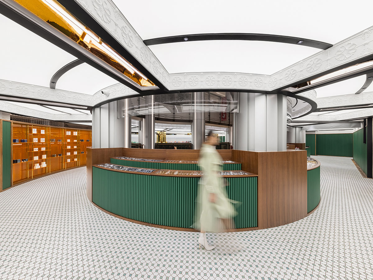 Haydon Shanghai features patterned tiles and mirrored surfaces evoking Shanghai's exotic houses