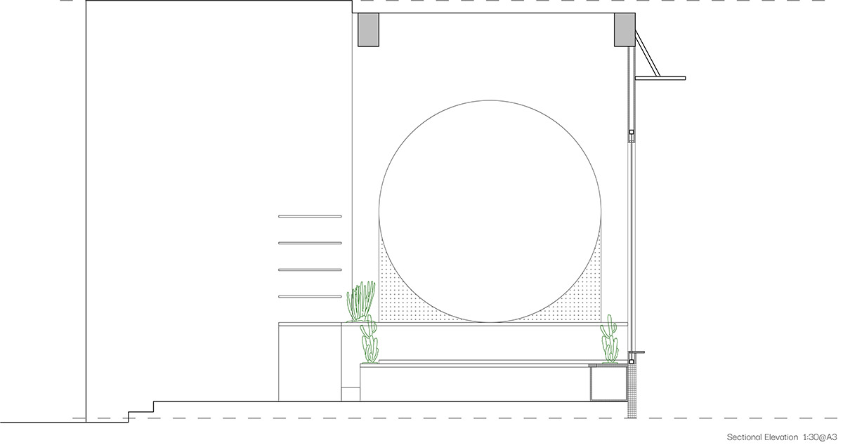 This tiny cafe features peachy-colored shades referencing to golden sunset of Australia in Hong Kong