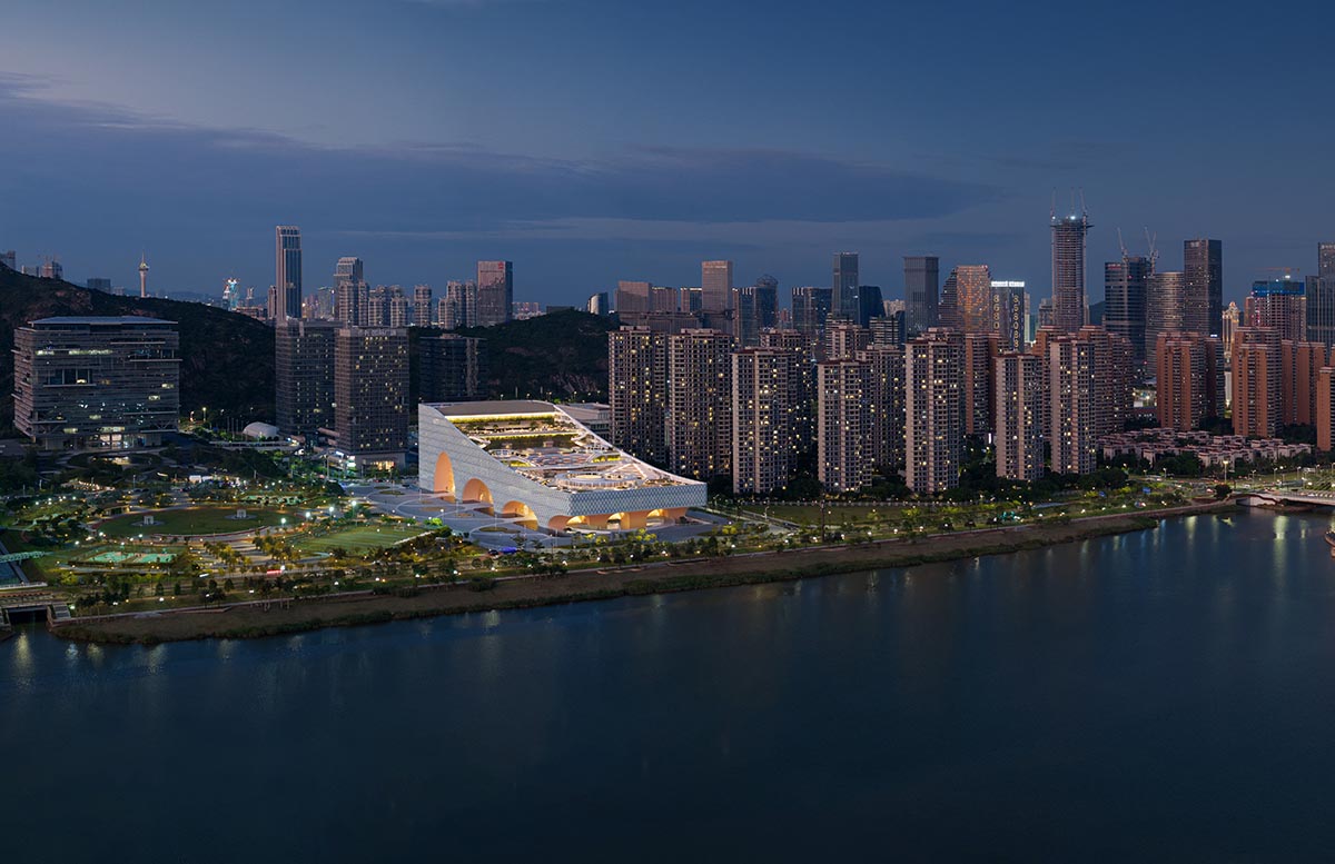 Culture and art complex features three mega arches that serve as a gateway to the city in Zhuhai