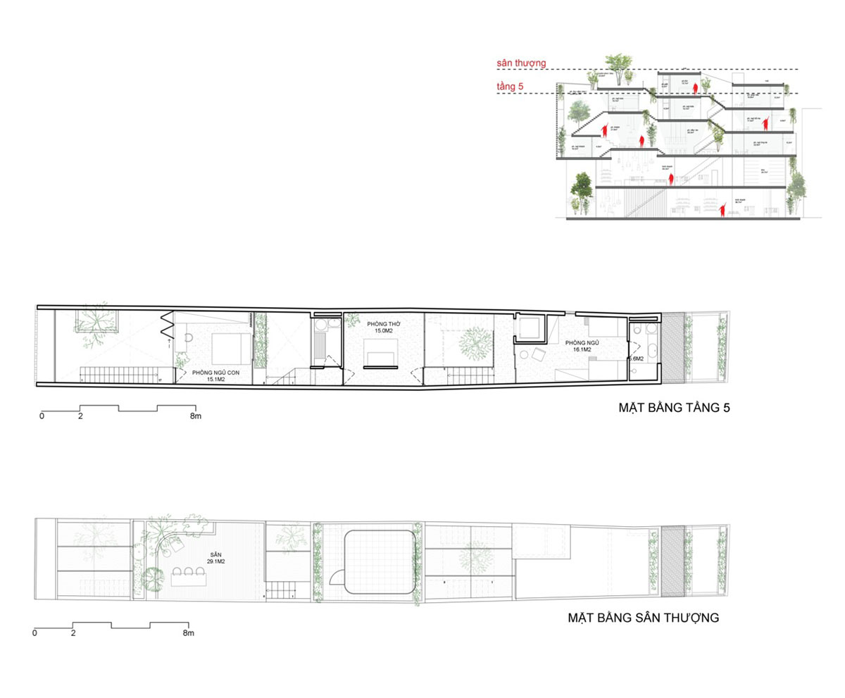 ODDO architects built this narrow house with rich interior spaces and perforated skin in Hanoi