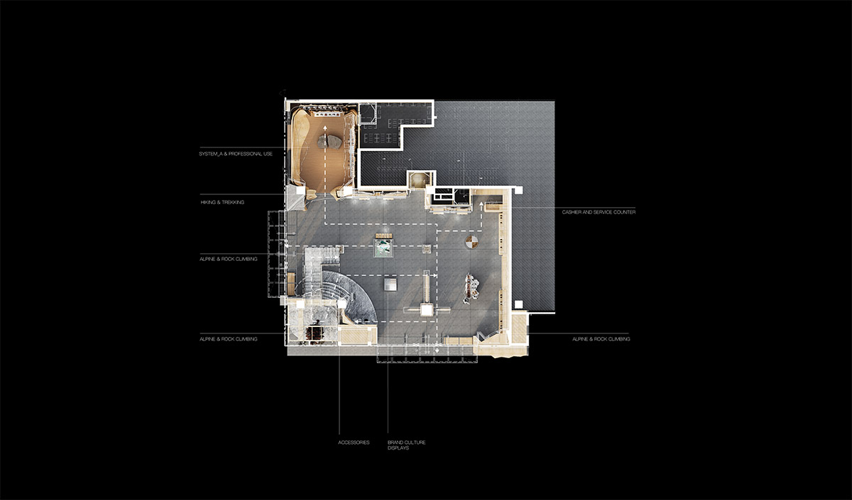 STILL YOUNG creates cave-like interiors for a store with wood and rock elements in Beijing 