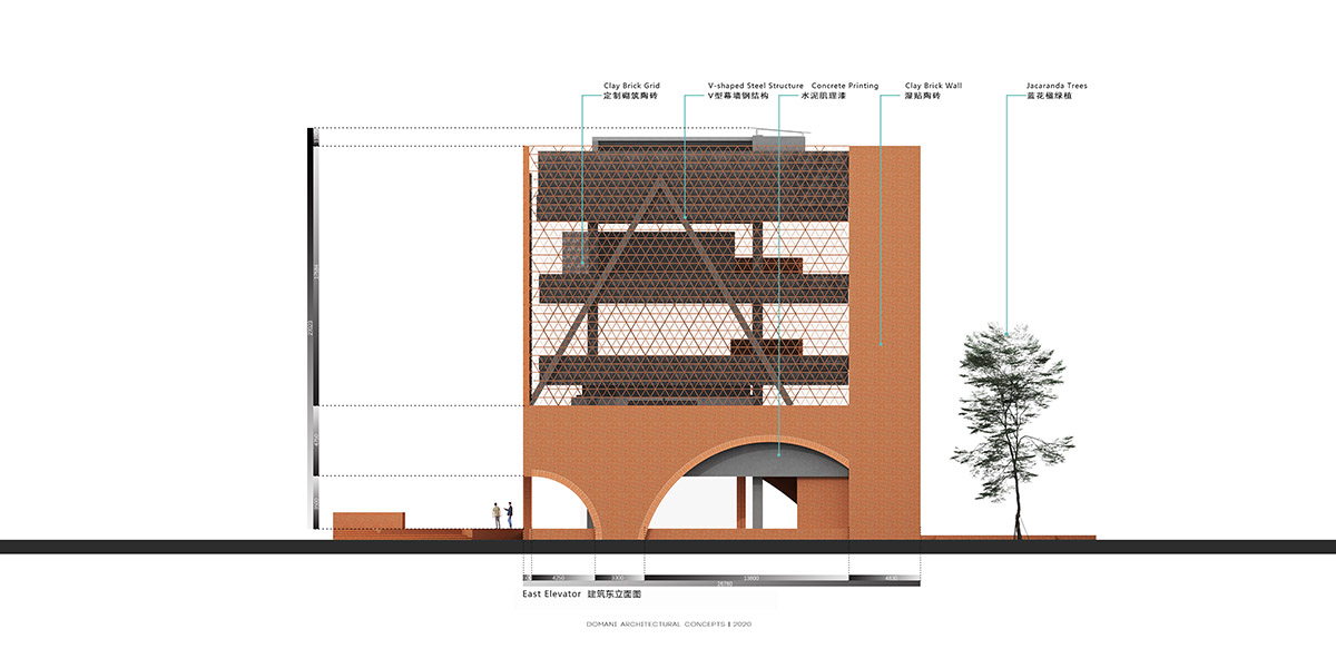 DOMANI completes TIC Art Center with red ceramic brick in Foshan 