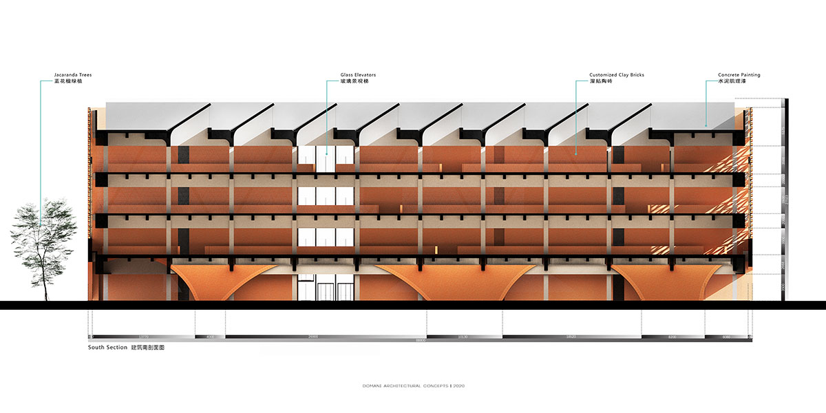 DOMANI completes TIC Art Center with red ceramic brick in Foshan 