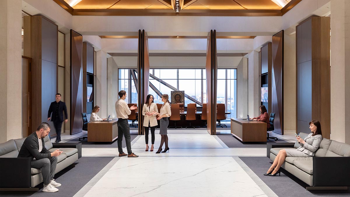 Foster + Partners completes office tower clad by triangular pieces of copper in Yekaterinburg