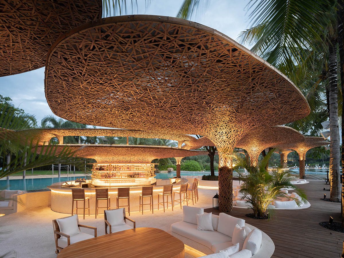 Various Associates creates beach club with bamboo-woven trees in Sanya, China