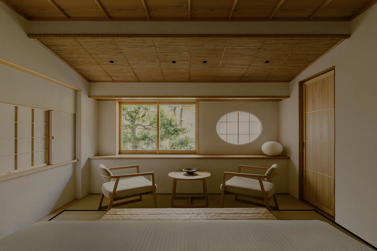 kooo architects creates a wooden interior sanctuary for contemporary accommodation in Kyoto City