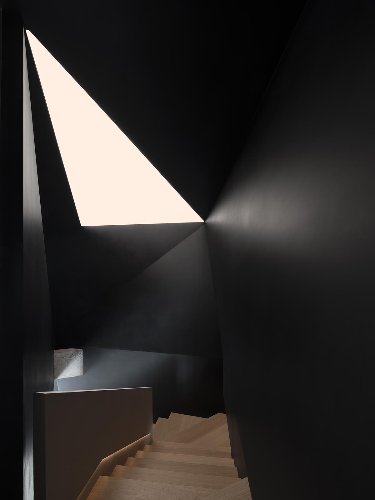 Product showroom features slanted walls creating a harmonious sense of balance in China