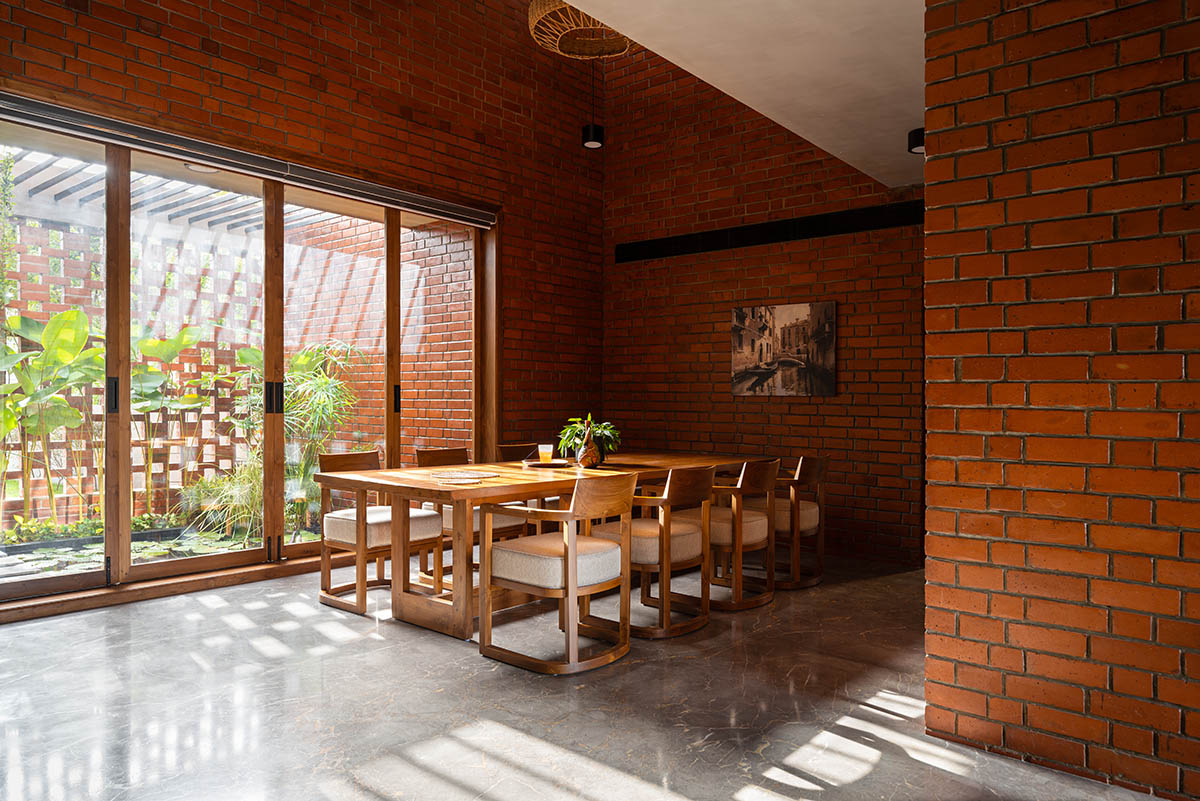 Srijit Srinivas - ARCHITECTS built brick family house with angled ...