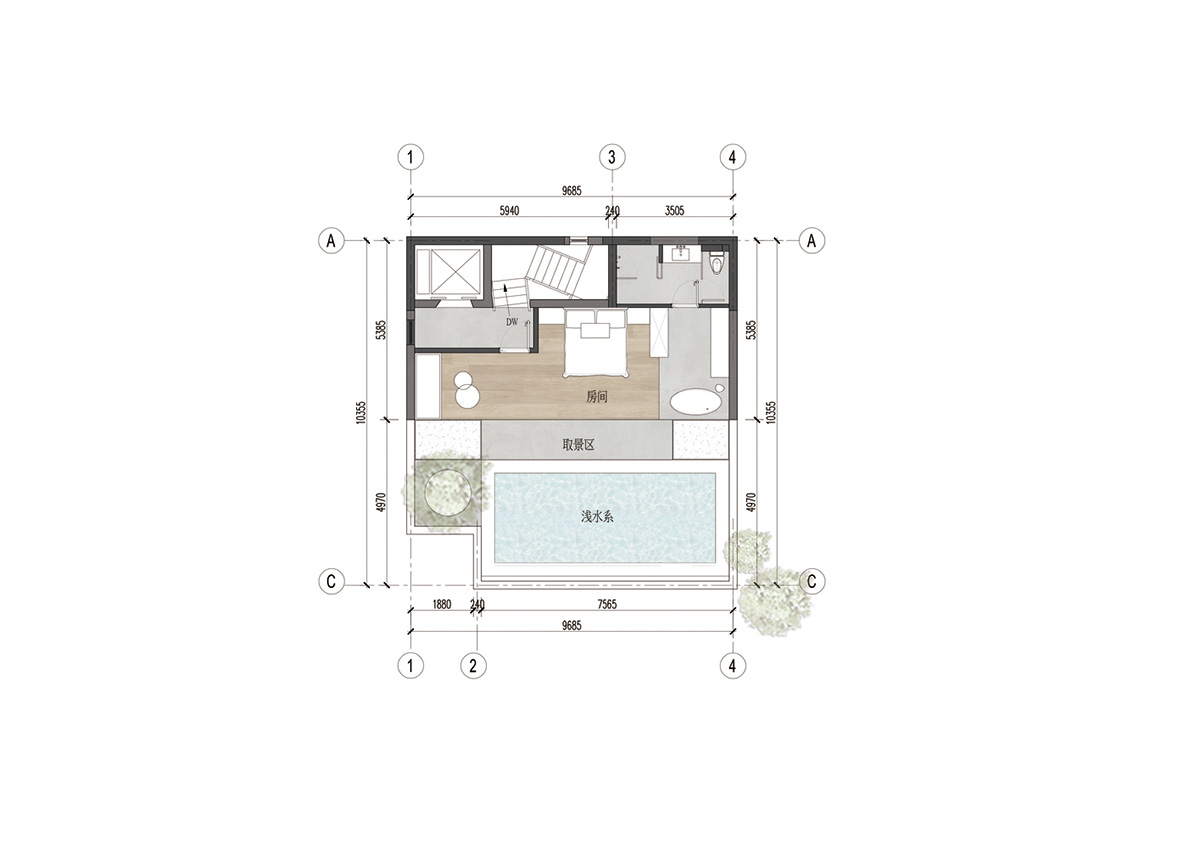 Oblique and hollow walls form this sculpted hotel by AT DESIGN in Southeast of Xiamen