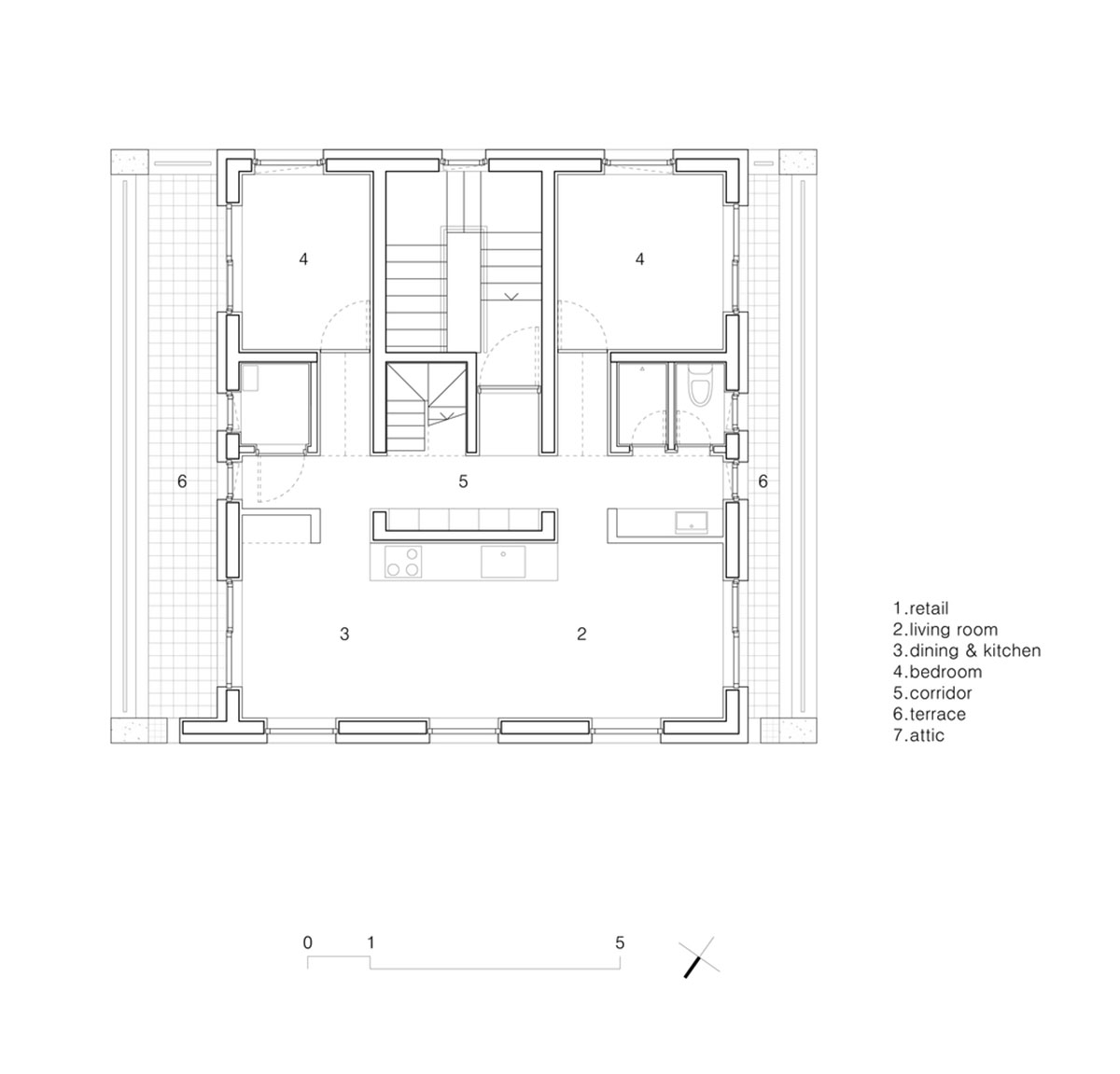 aoa architects uses red marble tiles to clad this apartment in South Korean neighborhood