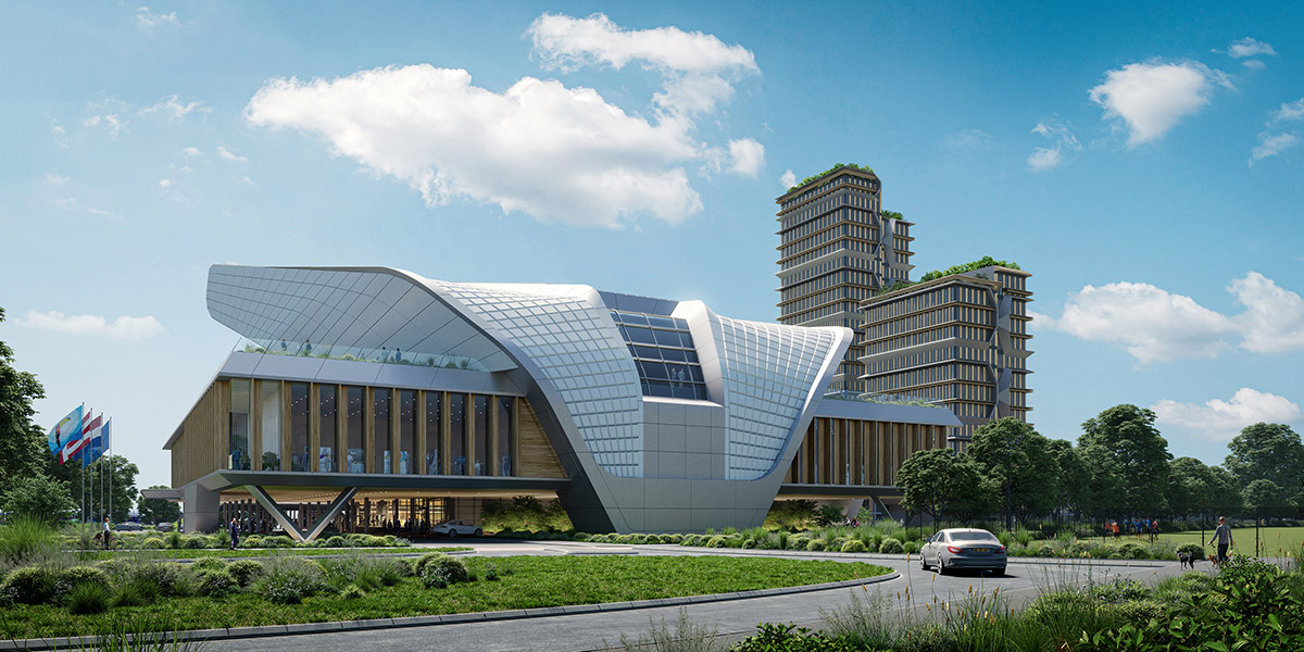 UNStudio extends Congress Centre with large cantilevered auditorium structure in Eindhoven