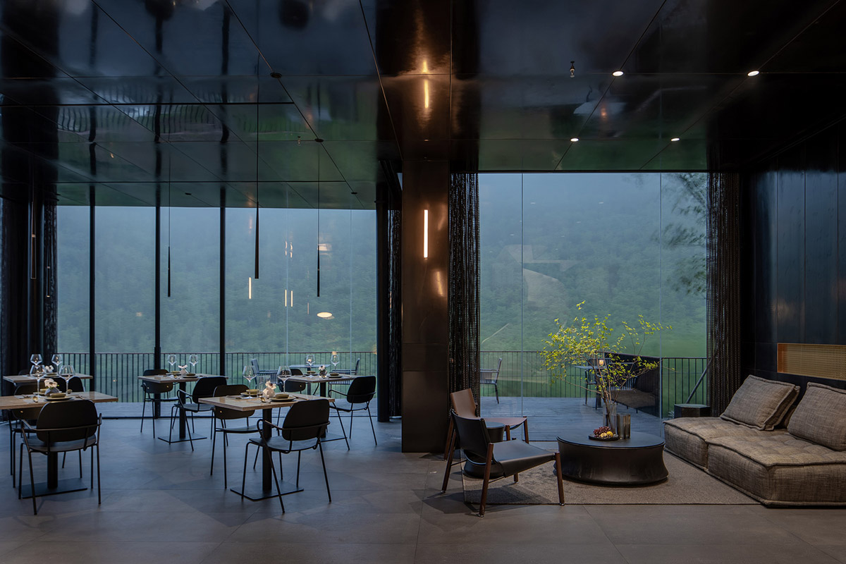 Cube Hotel, made of black skeleton, provides equal space to each room overlooking bamboo forests