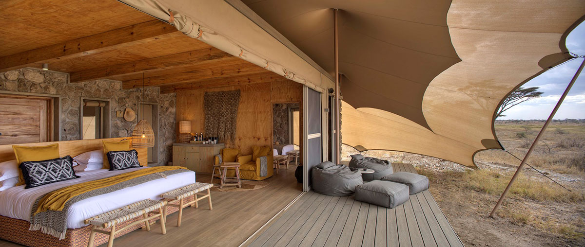 Newly refurbished guest cabin covered by tent provides wildlife experience in Tanzania’s Serengeti