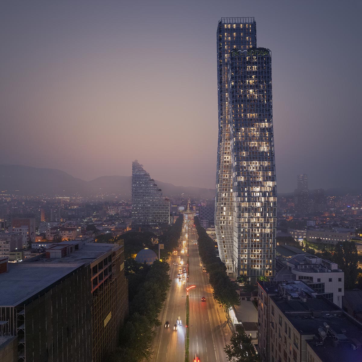OODA unveils design for dancing Bond Towers for Tirana
