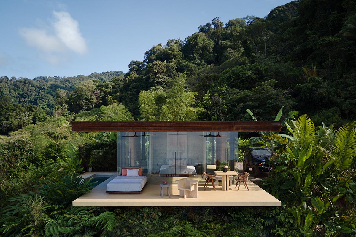 Twin rammed earth villas feature 