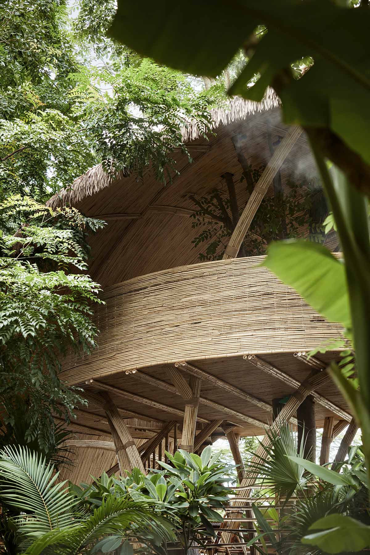 Bamboo ladder and sheds surround cafe and resturant designed by Funs Design in China 
