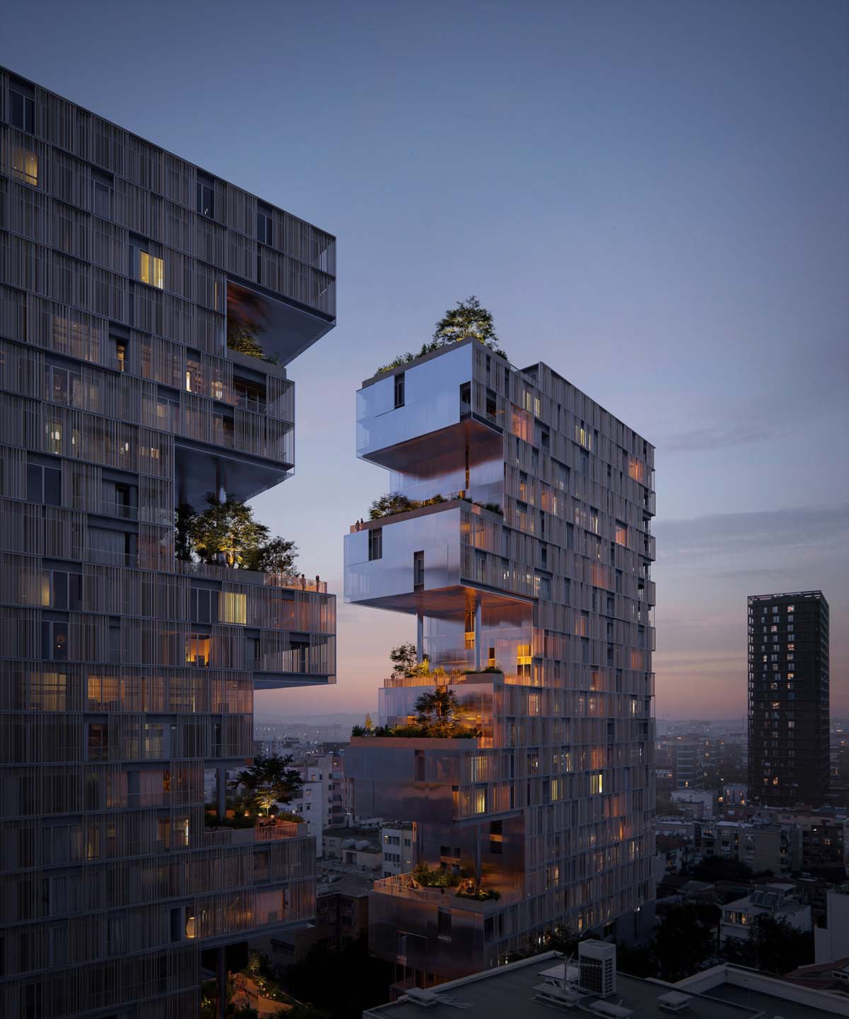OODA unveils Ndarja, a pair of fragmented towers in the center of Tirana