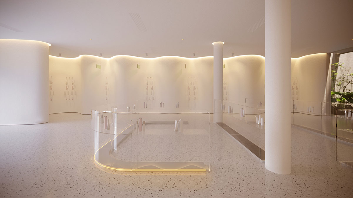 SAVA designs showroom wrapped by bulbous-formed planters on façade in Vietnam 