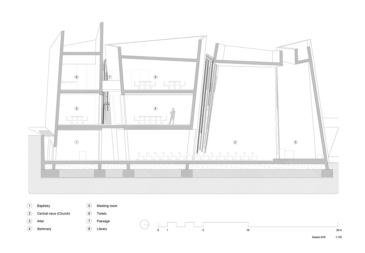 Menis Arquitectos designs church and community centre in Spain with four massive concrete volumes 