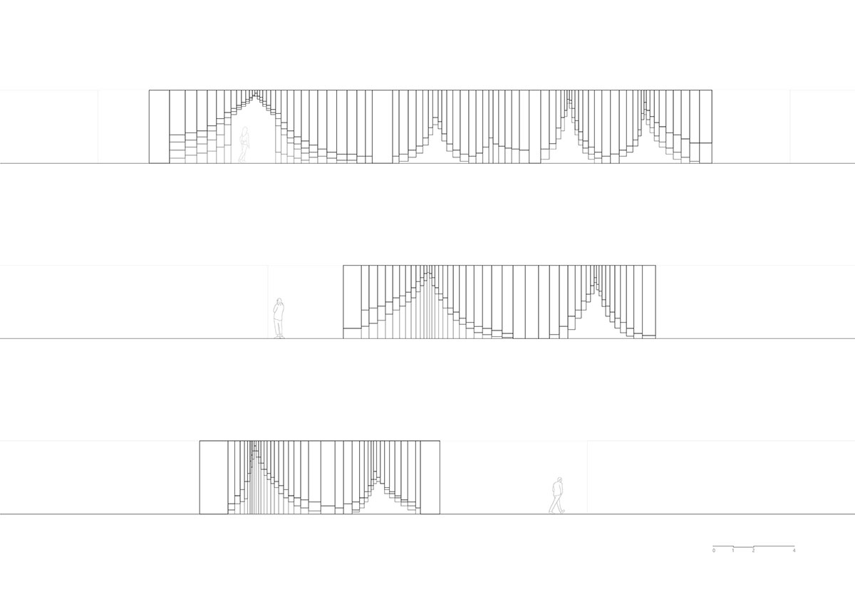 Simple Cuisine Gallery mimics waterfalls, with flowing facades that evoke water movement in China 