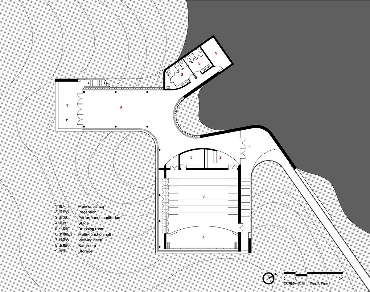 Archstudio built bridge-like exhibition center featuring flowing auditorium in Hubei Province