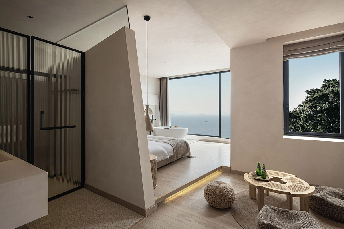 Oblique and hollow walls form this sculpted hotel by AT DESIGN in Southeast of Xiamen