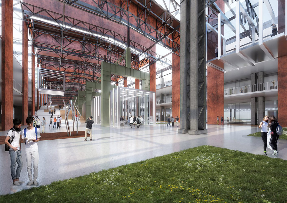 gmp converts disused stainless steel factory turned into art academy in Shanghai