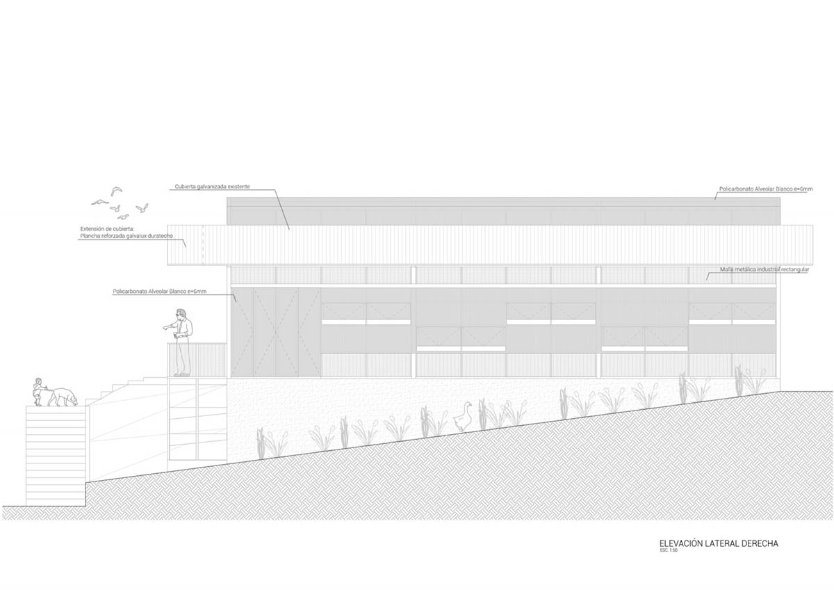 Permeable community house is inserted into Ecuador's existing fabric to serve micro communities 