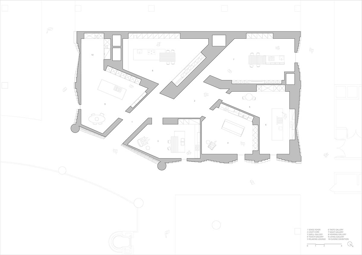 Simple Cuisine Gallery mimics waterfalls, with flowing facades that evoke water movement in China 