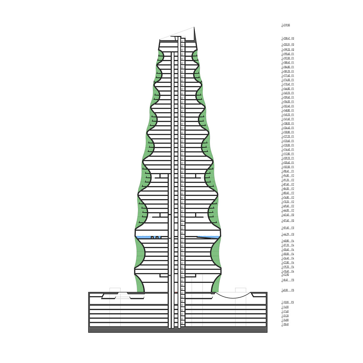 FAAB Architektura unveils prototype for vertical oasis building controlling changing climate inside