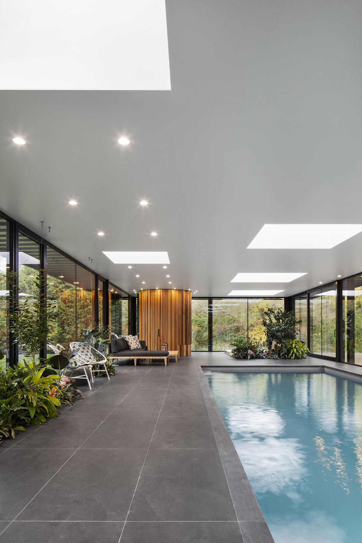 Maurice Martel architecte's pavilion with dark roof is