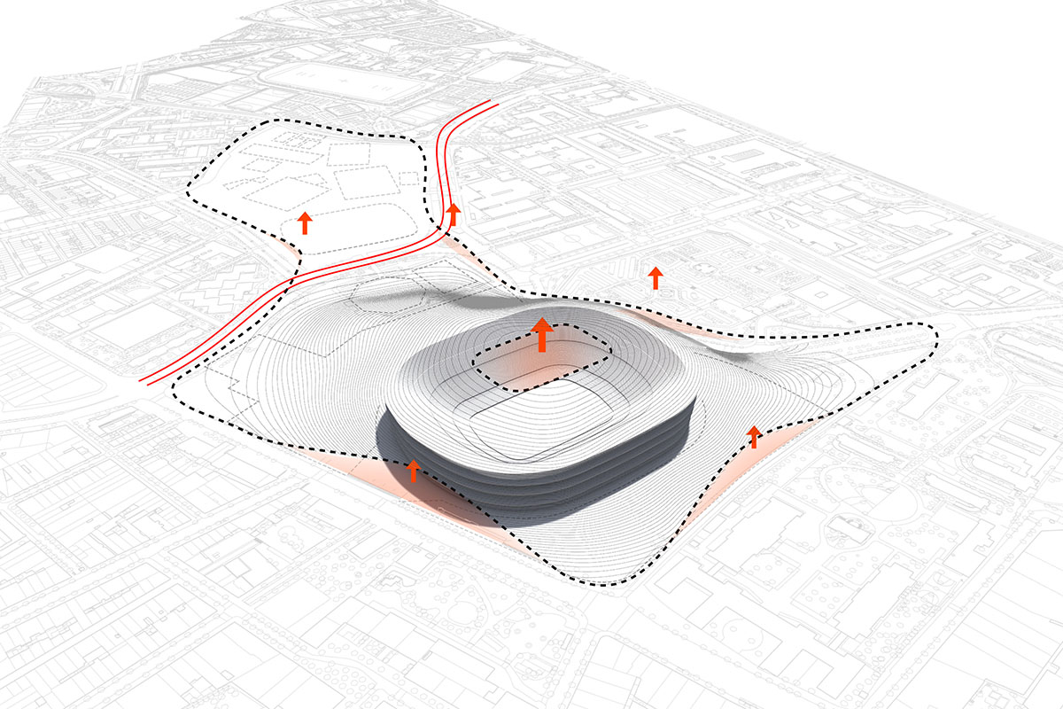 ON-A proposes to convert Barcelona's Camp Nou stadium into a 26-hectare park