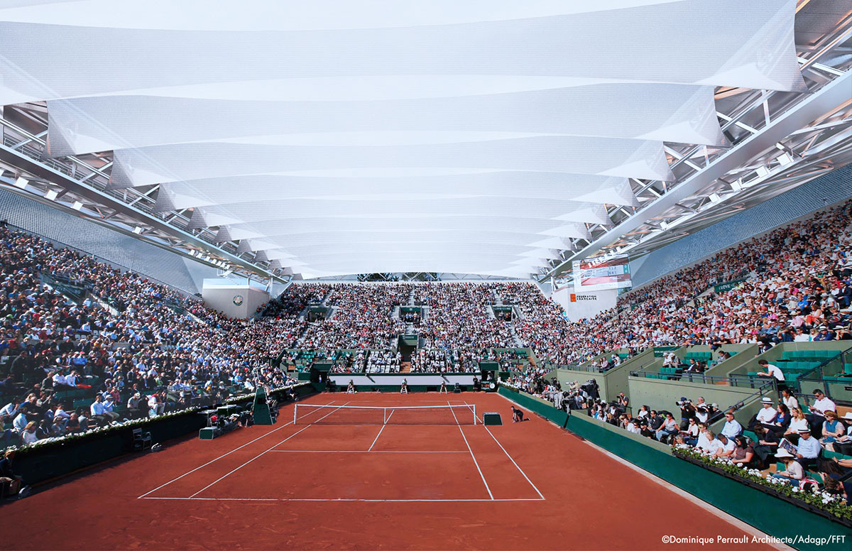 Dominique Perrault designs retractable roof on Suzanne Lenglen Tennis Court in Paris