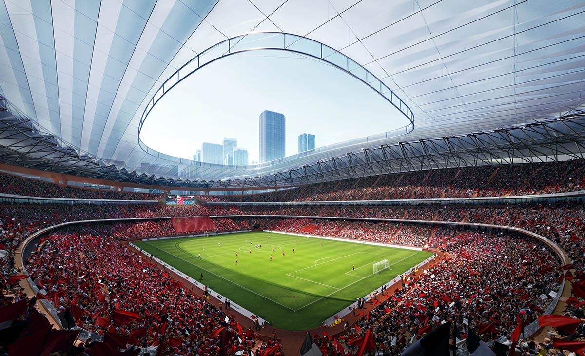 Zaha Hadid Architects designs Xi’an's new stadium that features garden terraces and open facades