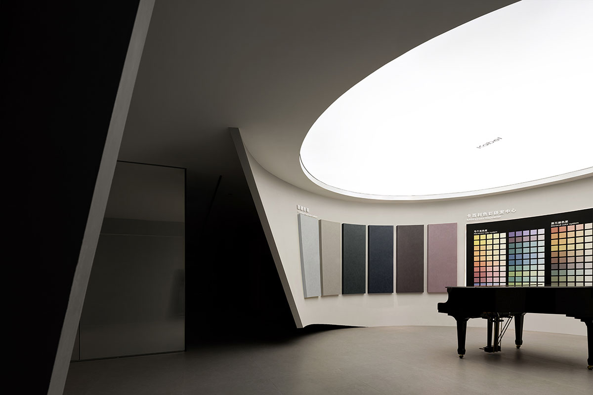Exhibition hall interiors in China feature unconstrained flowing wall evoking