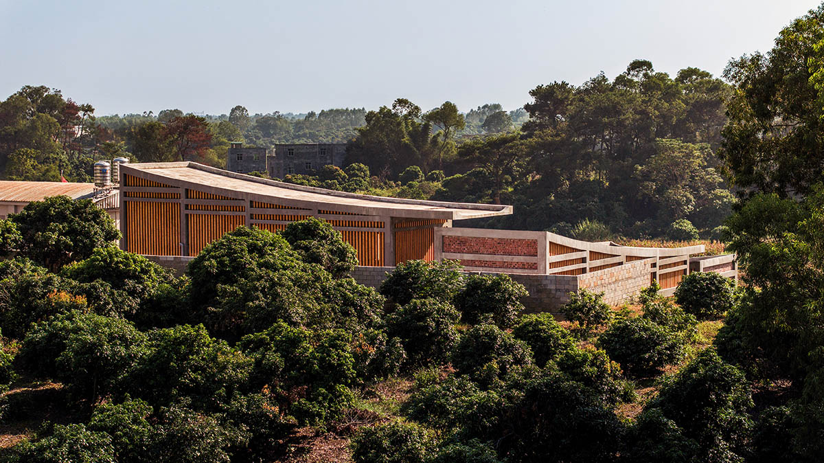 Staggered volumes define educational and cultural centre shaped around the pond in China