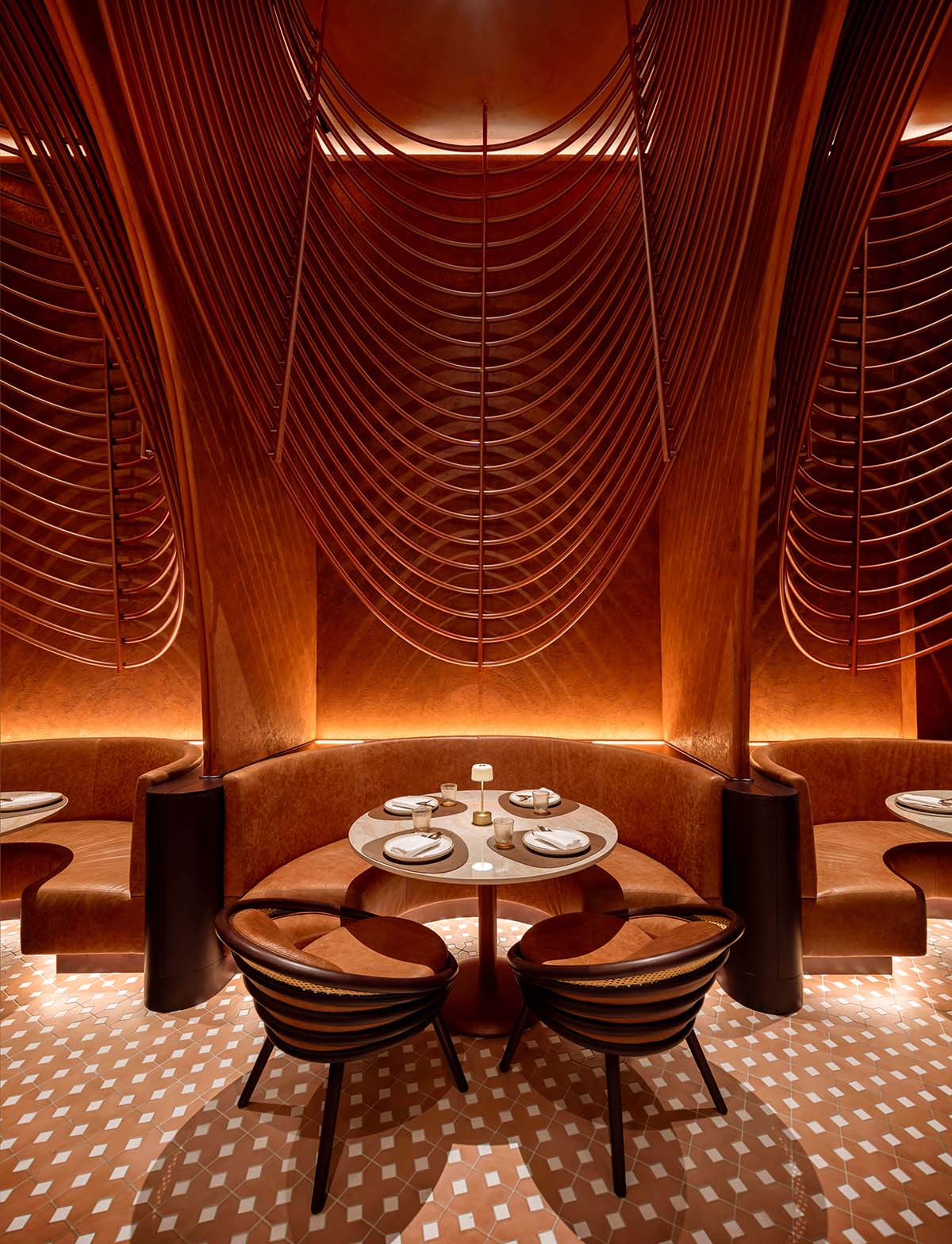 Mausam is a dining space that translates Mughal arches into a sculptural ceiling in Dubai